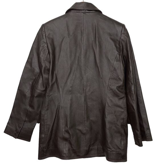 Newport News Vintage Y2K Double Breasted Leather Jacket Brown Size M - Picture 2 of 3